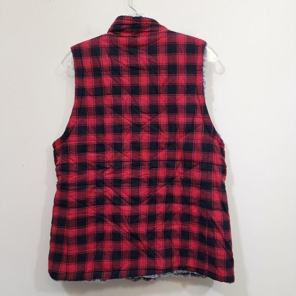 Maurices reversible full zip sherpa Buffalo check plaid vest womans size extra l - Picture 5 of 10